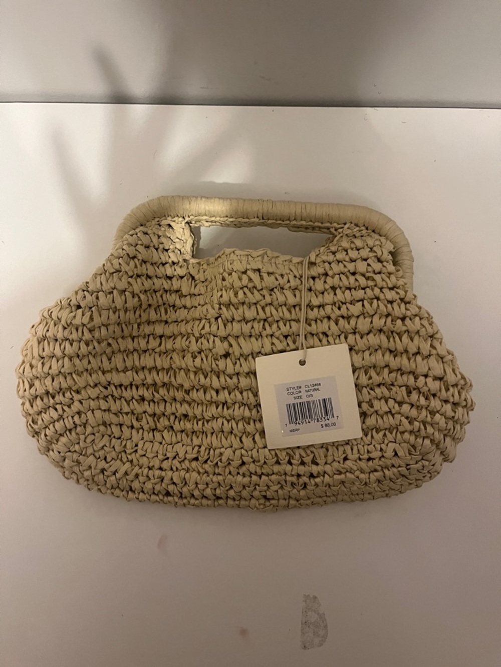 Woven Straw Clutch Handbag in Natural Cream